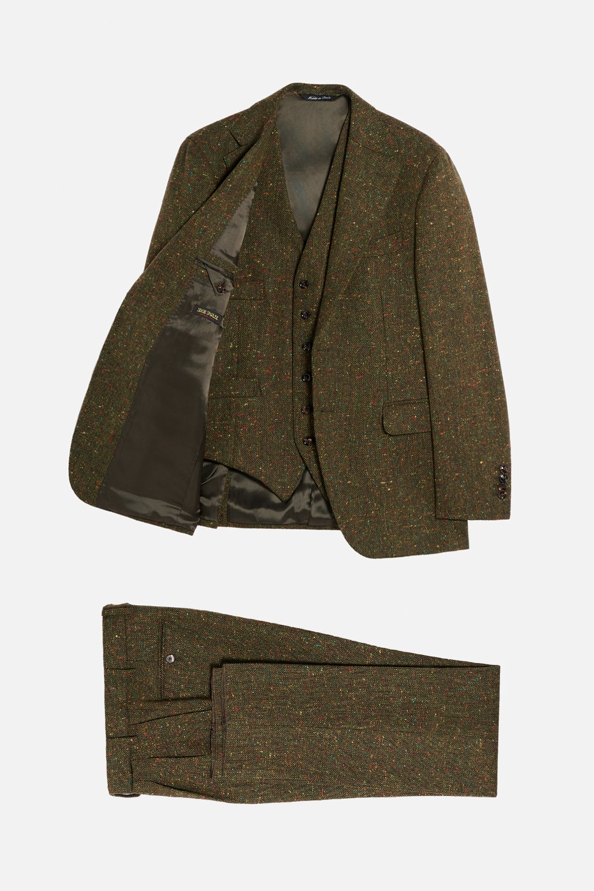 Abito con Gilet in Donegal Tweed – Verde