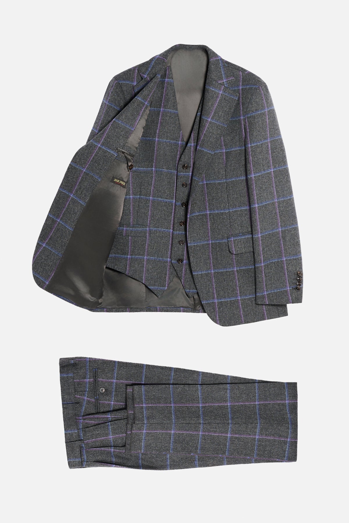 Abito con Gilet in Scottish Tweed – Grigio a grandi scacchi