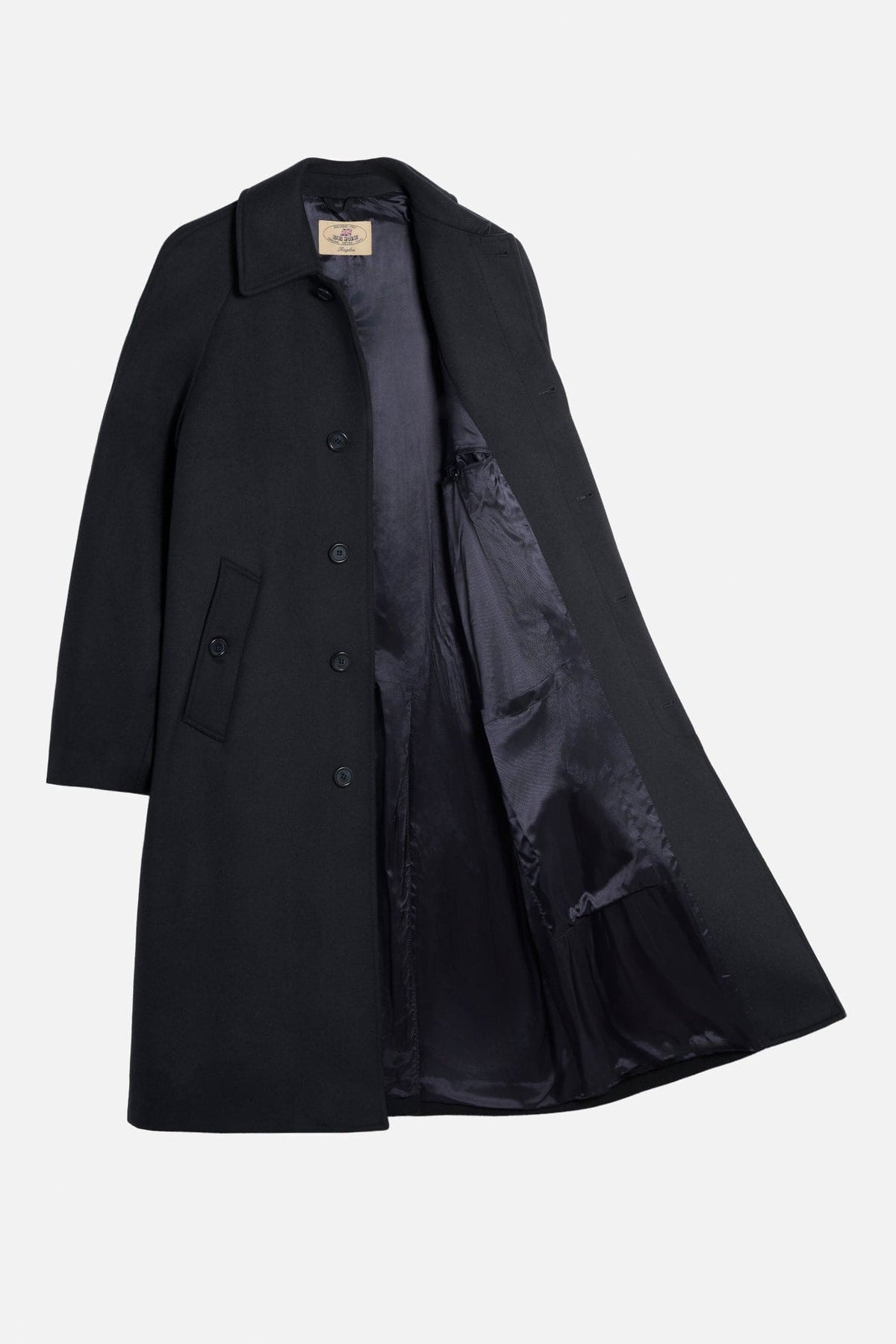 Melton Wool Raglan Coat - Navy