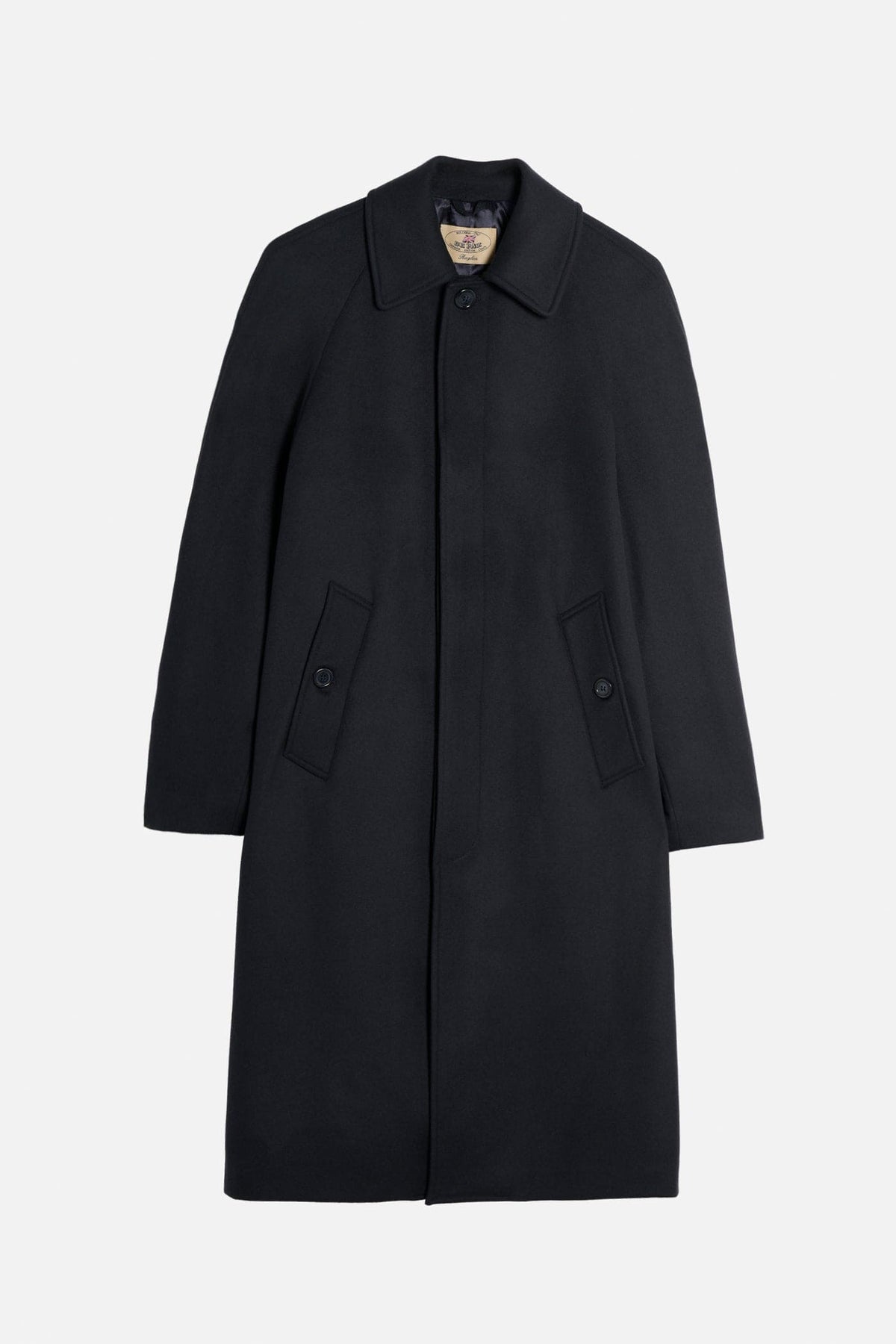 Melton Wool Raglan Coat - Navy