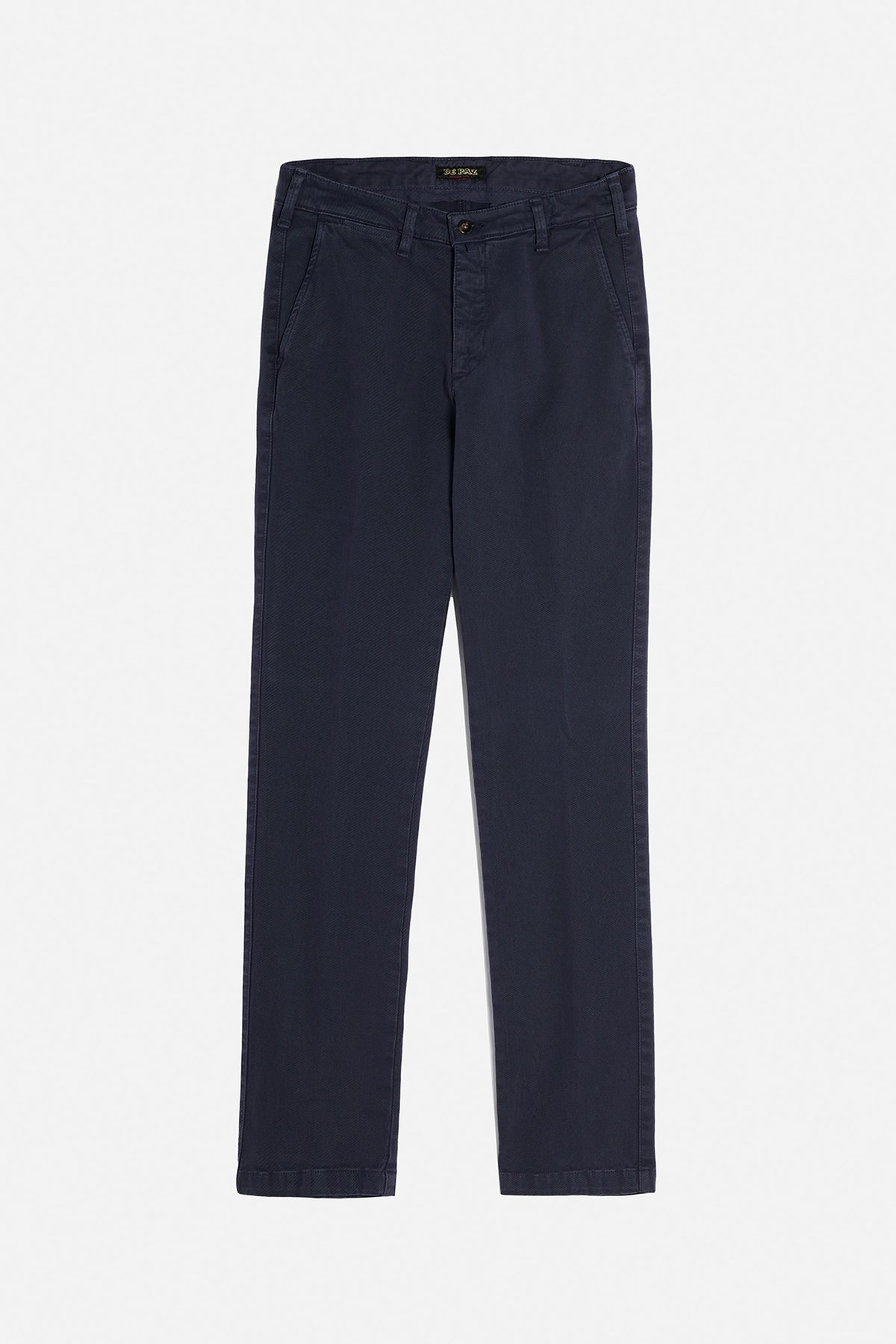 Pantalone Chinos De Paz in cotone invernale blu con vestibilità regolare e gamba dritta