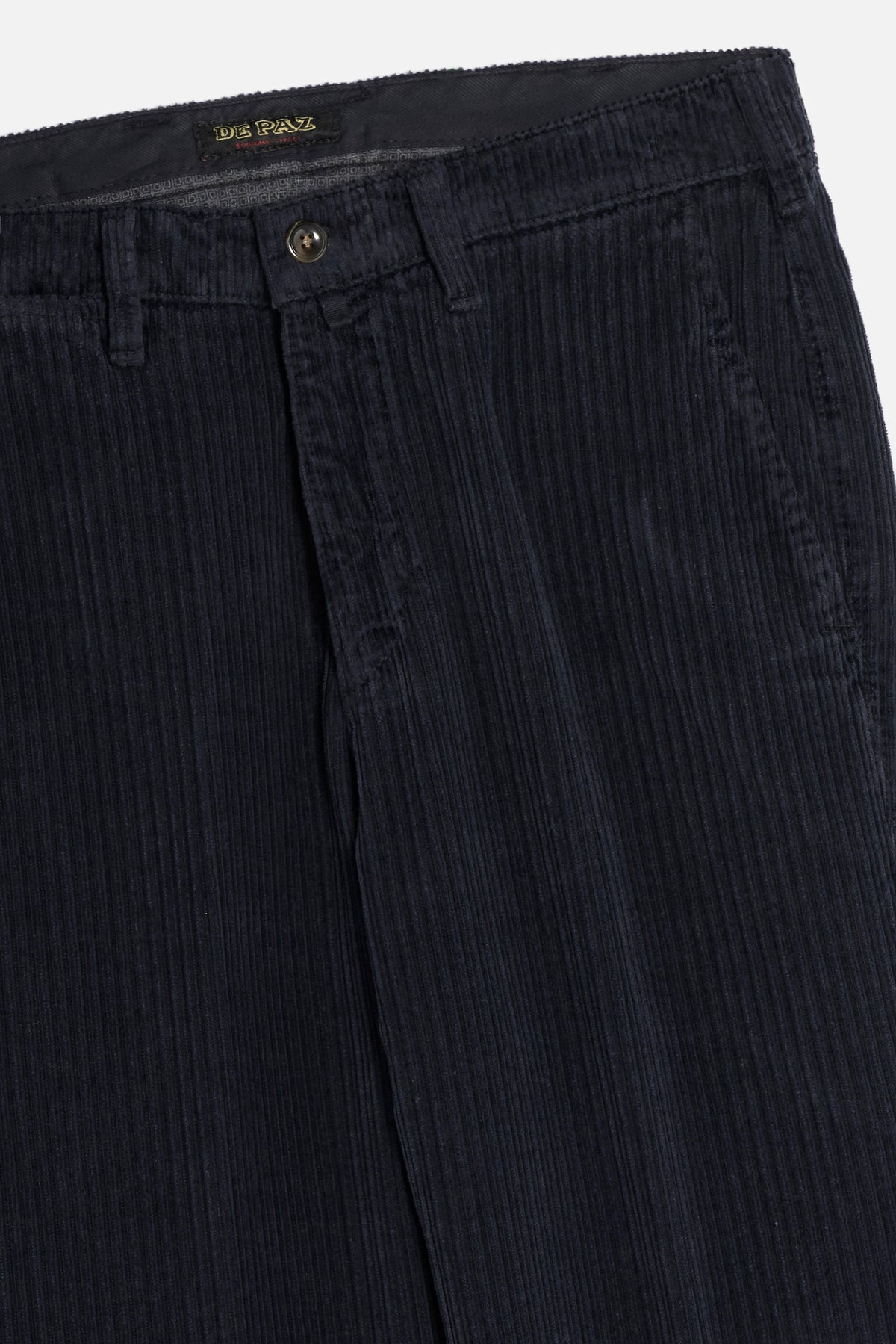 Dettaglio Pantalone Chinos blu navy in velluto rocciatore a coste alternate