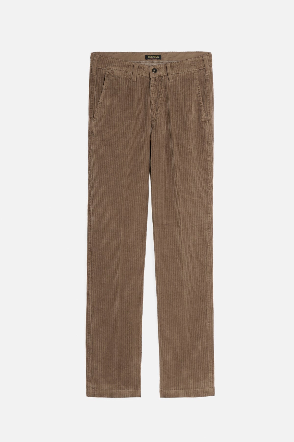 Pantalone Chinos De Paz in velluto color cammello con gamba dritta