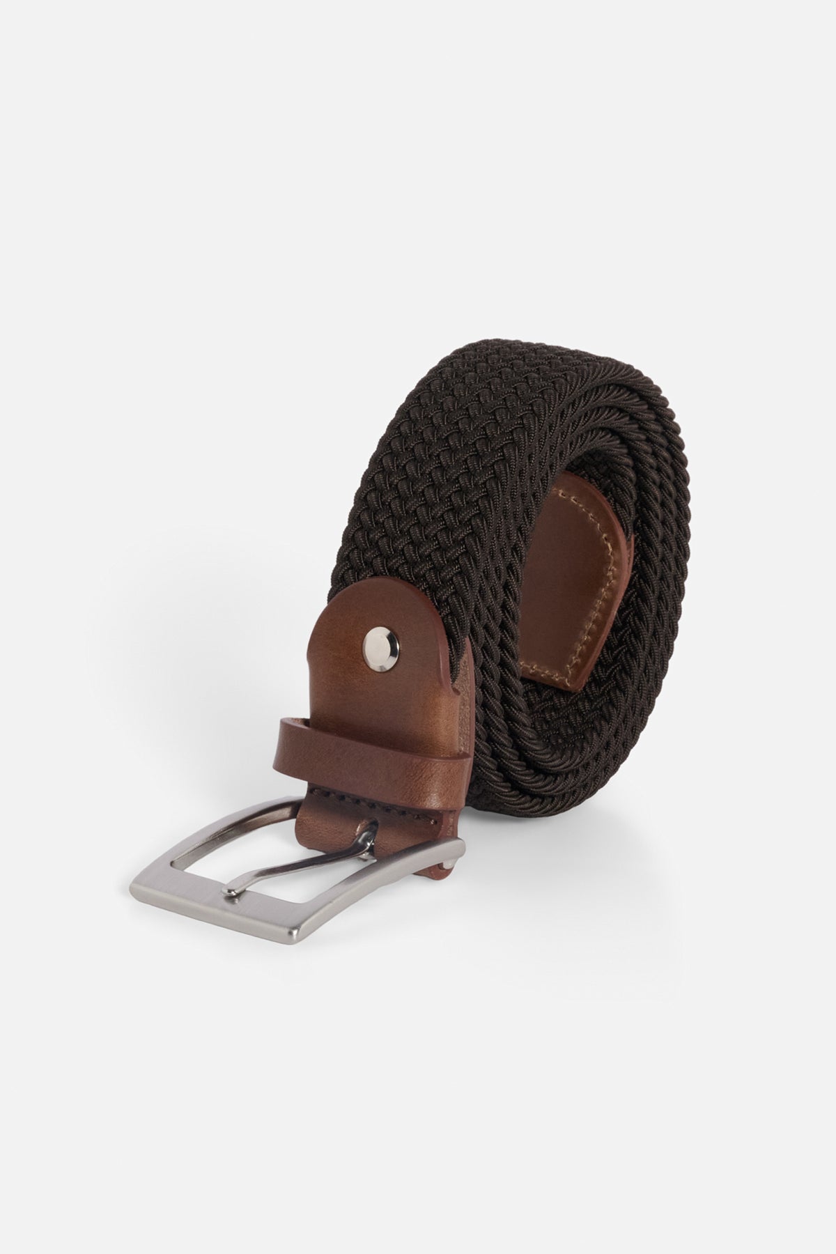 Cintura elastica intrecciata marrone scuro