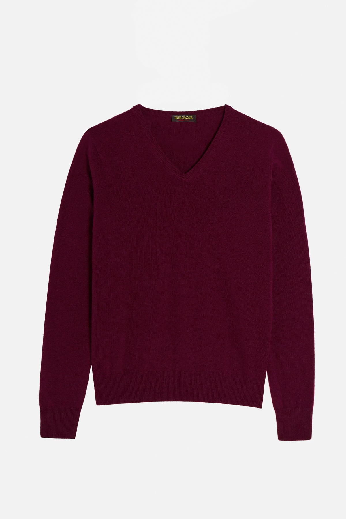 Collo a V in Merino/Cashmere - Bordeaux
