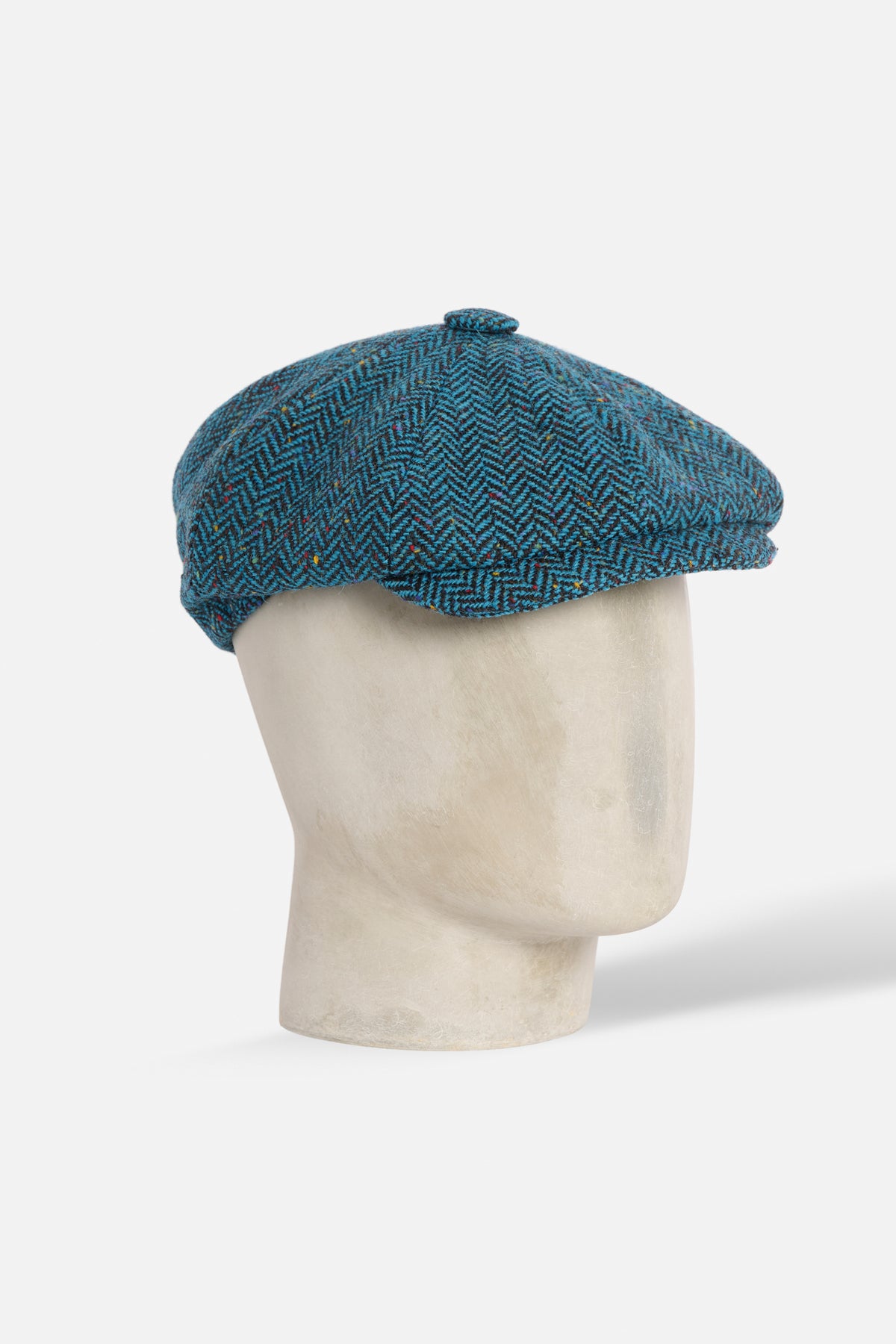 Cap Otto Spicchi De Paz Donegal Tweed Herringbone azzurro