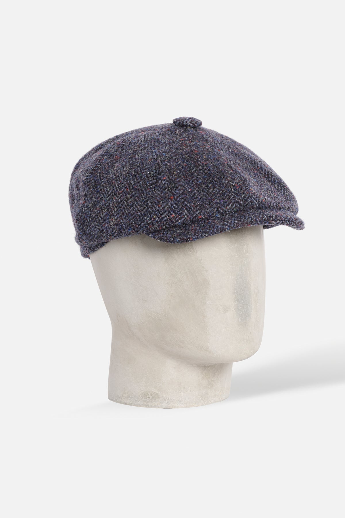 Cap Otto Spicchi De Paz in Donegal Tweed blu Herringbone