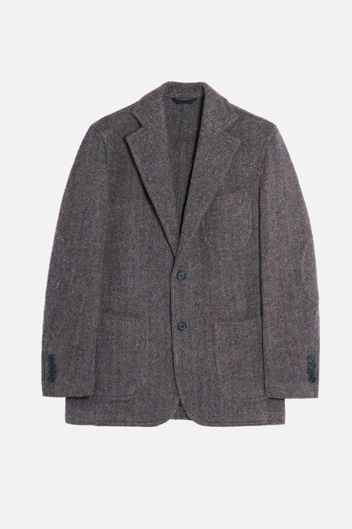 Giacca a Camicia De Paz in lana Shetland Herringbone grigia