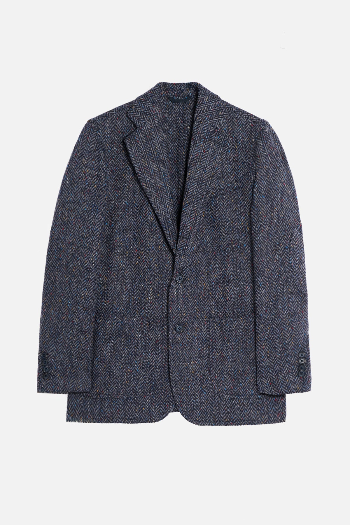 Giacca a Camicia De Paz in Donegal Herringbone Tweed blu