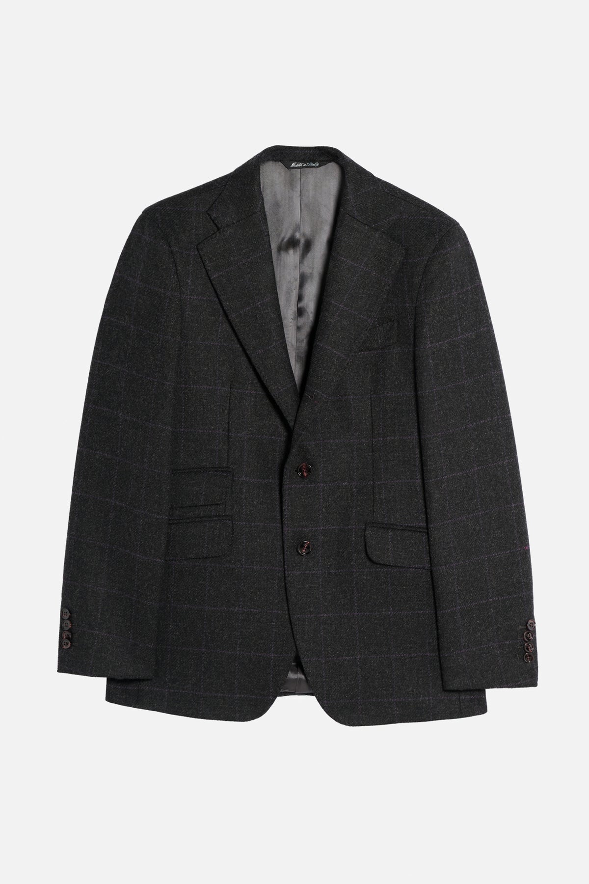 Giacca Foderata in Shetland – Grigio Scuro a Scacchi