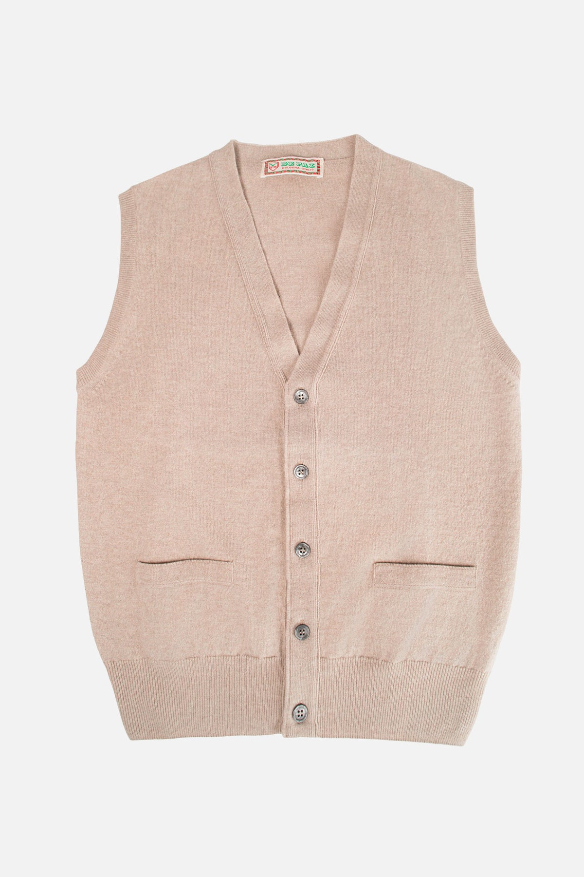 Gilet De Paz beige in lana merino e cashmere