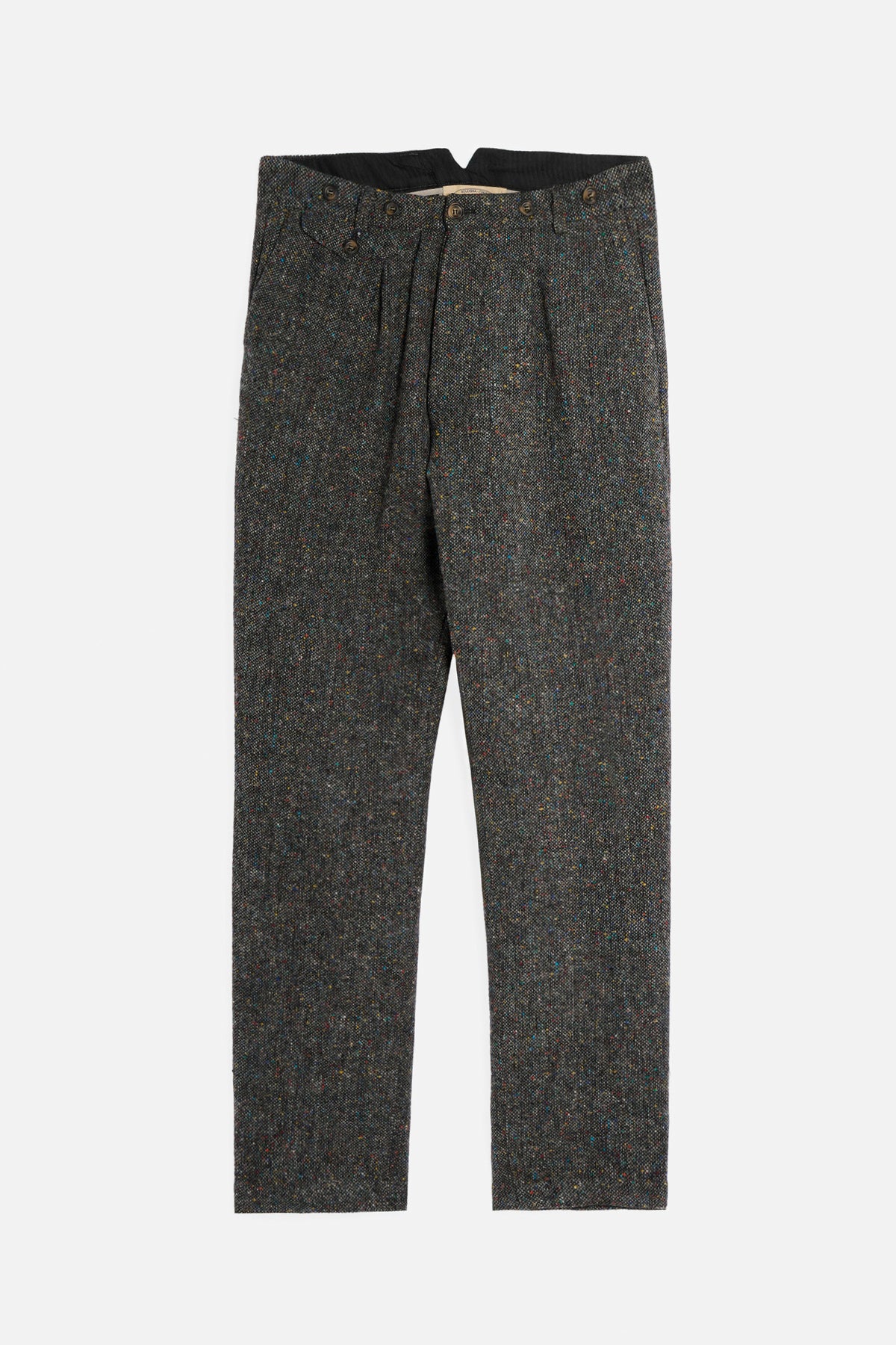 Pantalone John De Paz in Donegal Tweed grigio con tipici fili colorati
