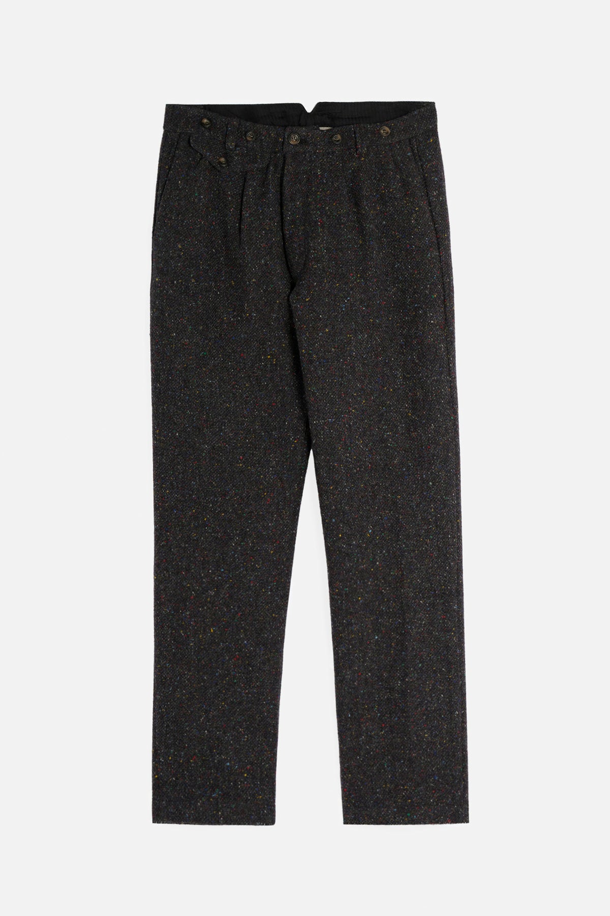 Pantalone John De Paz in Donegal Tweed grigio scuro con fili colorati