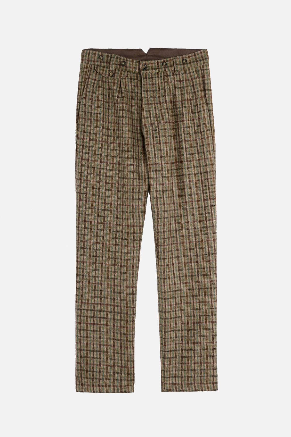 Pantalone John De Paz in Scottish Tweed beige con tipico motivo a piccoli scacchi