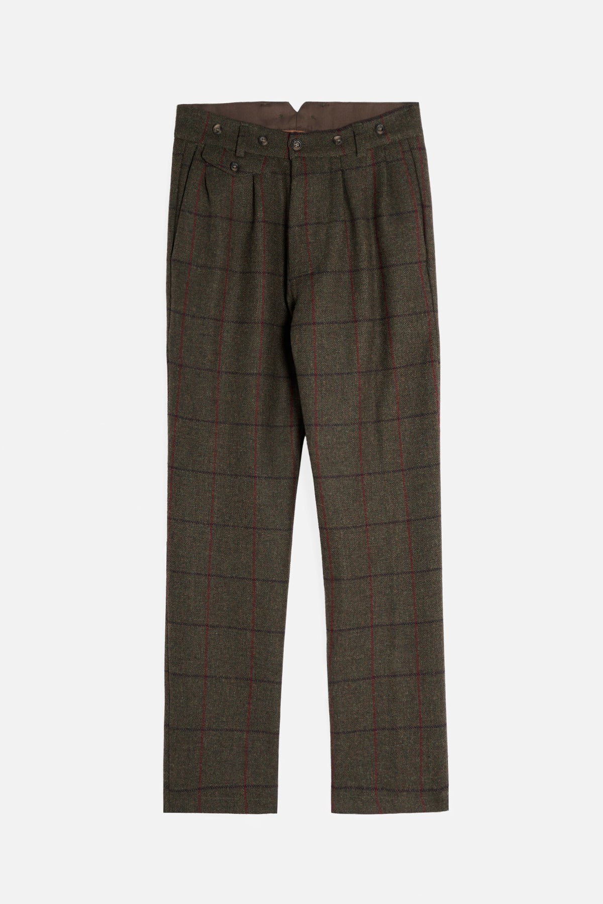 Pantalone John De Paz in Scottish Tweed verde scuro a scacchi grandi