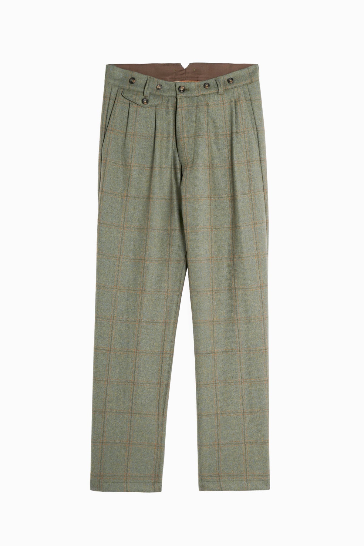 Pantalone John De Paz in Scottish Tweed verde salvia a scacchi grandi