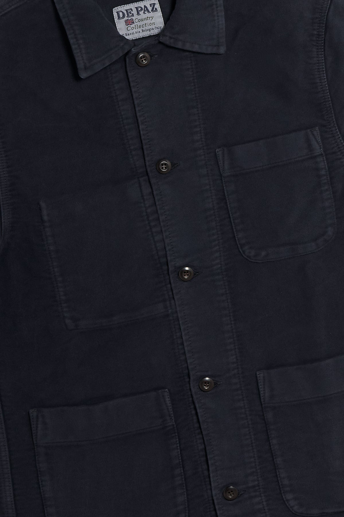Working Jacket De Paz blu navy aperta con vista interna e tasca interna