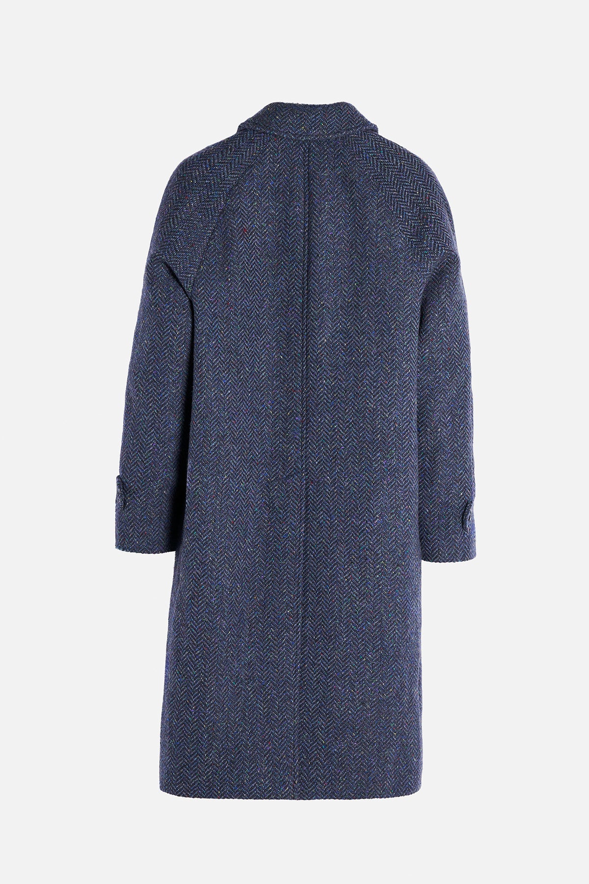 Retro Cappotto Donegal Herringbone Tweed blu con trama Herringbone e flecks colorati