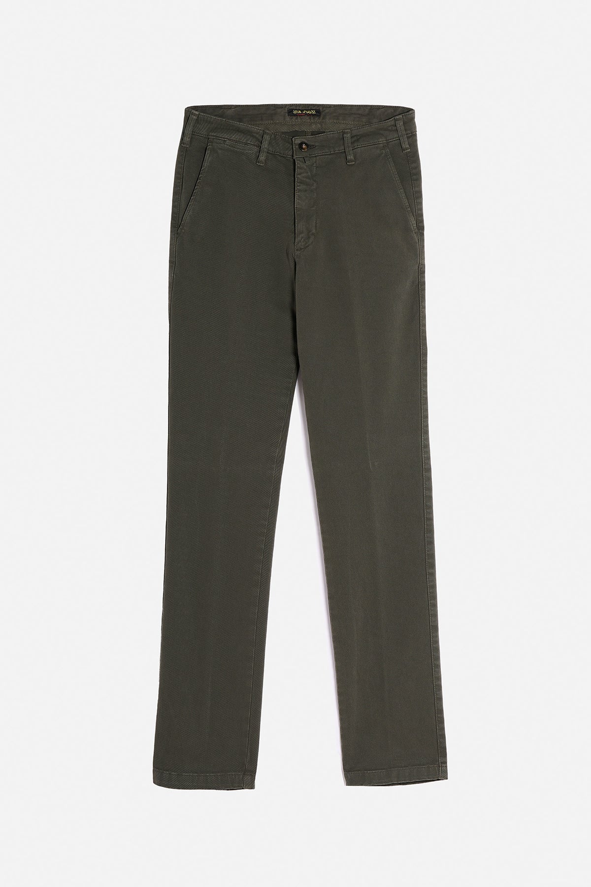 Pantalone Chinos De Paz in cotone invernale verde con vestibilità regolare e gamba dritta