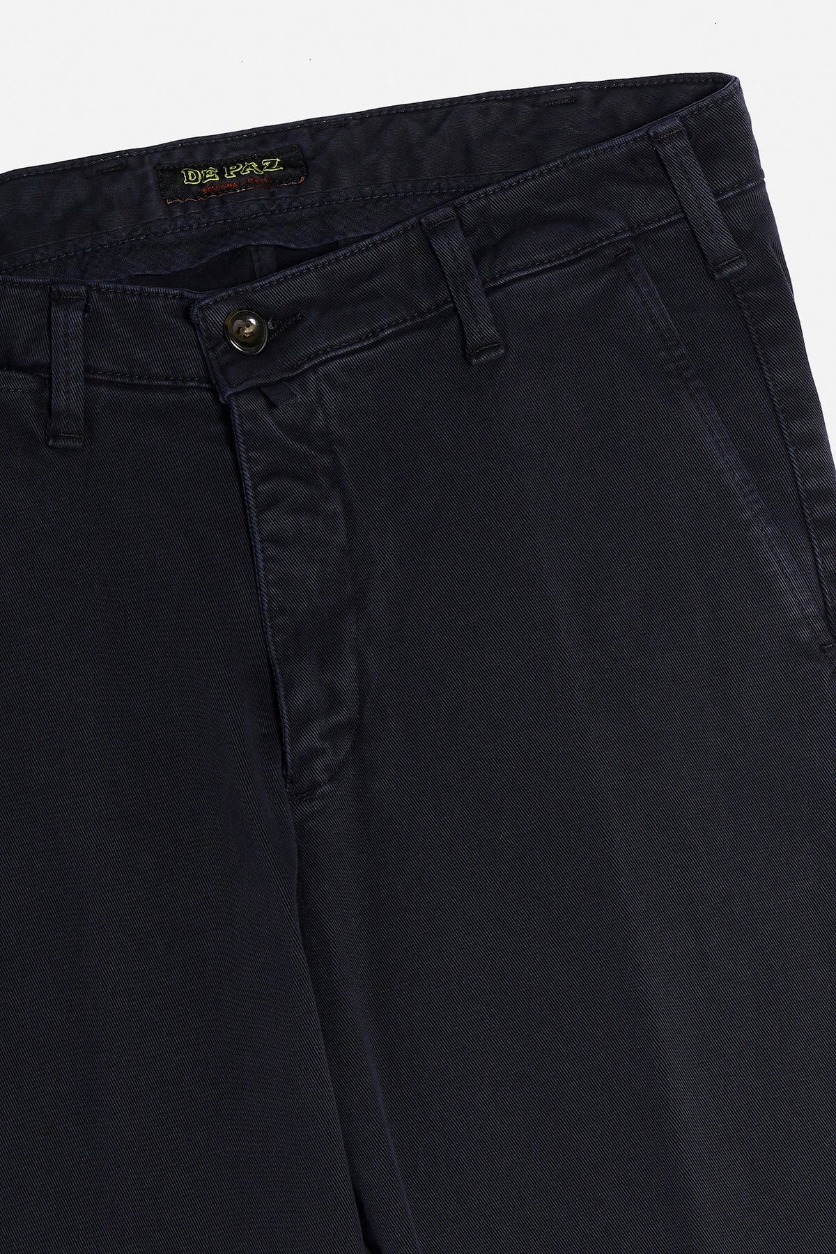 Dettaglio Pantalone Chinos De Paz in cotone invernale blu navy con tasca e bottone
