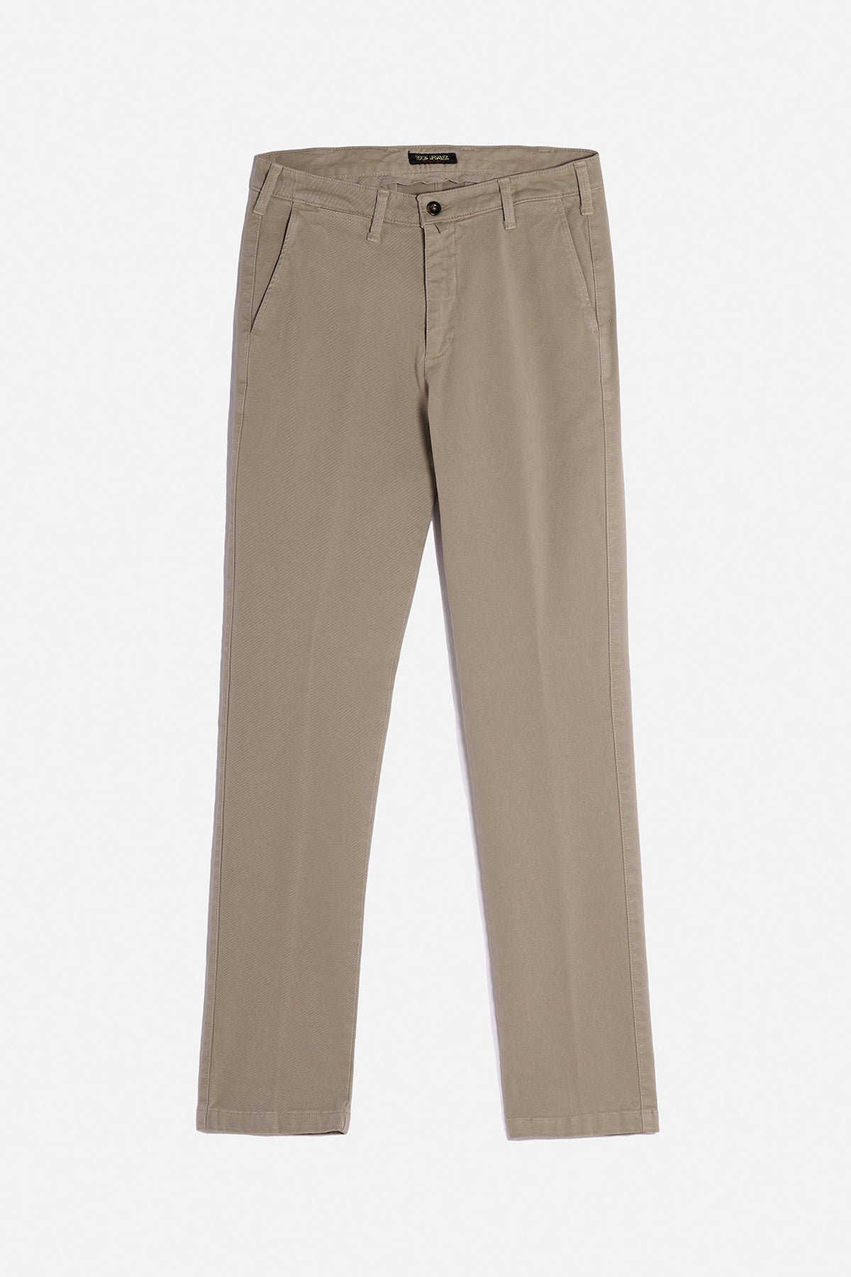 Pantalone Chinos De Paz in cotone invernale tortora con vestibilità regolare e gamba dritta