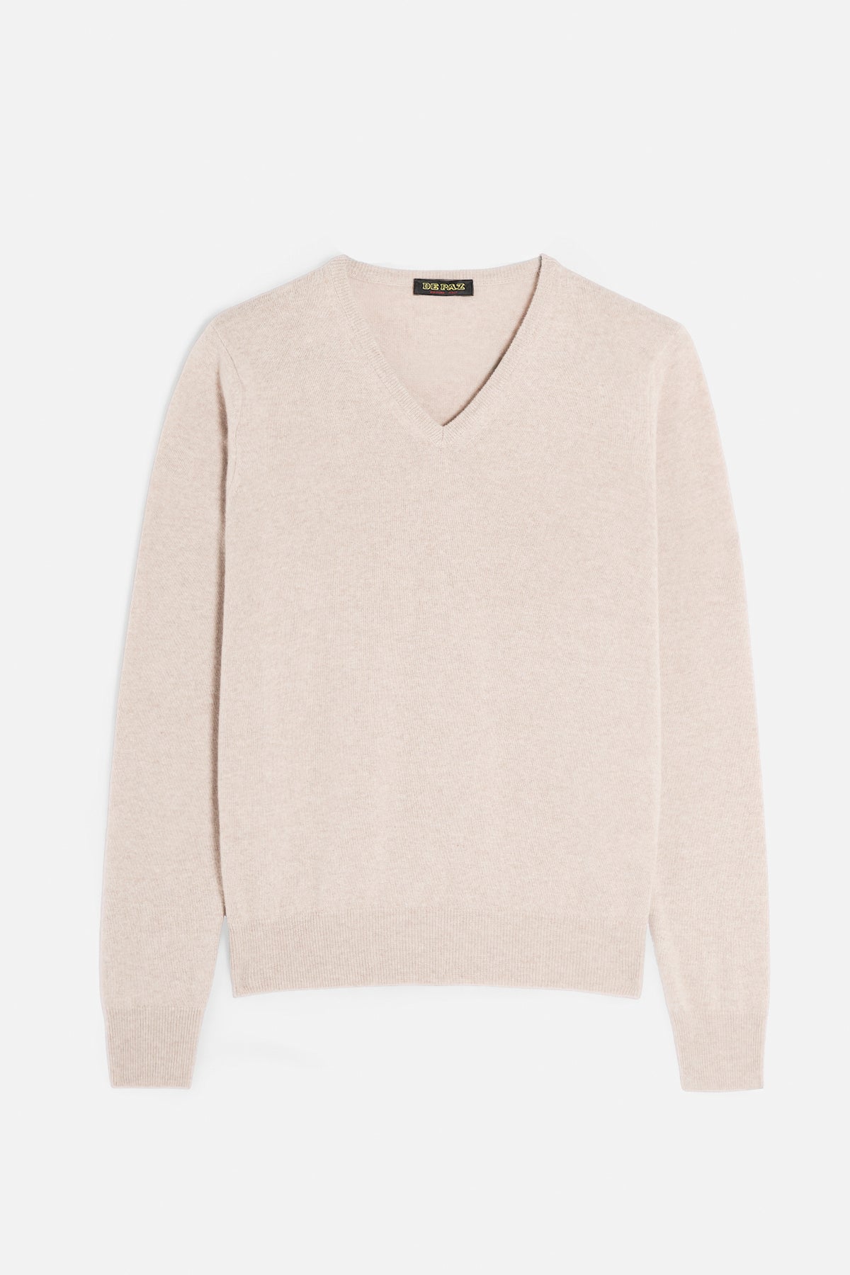 Collo a V in Merino/Cashmere - Beige