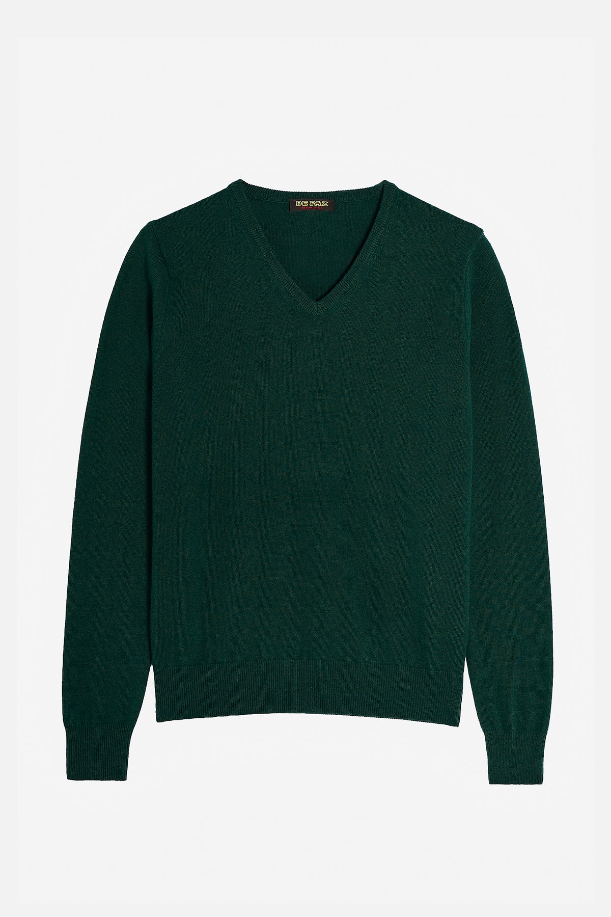 Collo a V in Merino/Cashmere - Verde