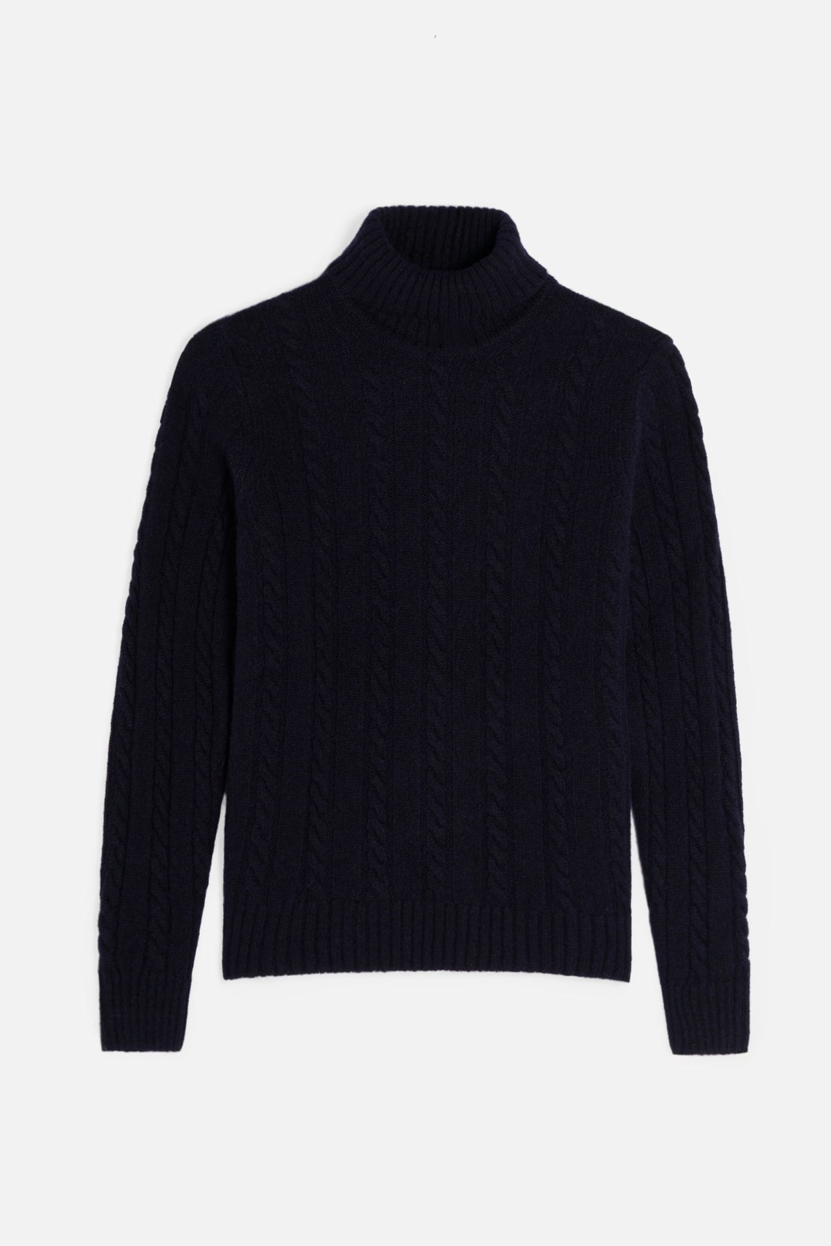 Collo Alto Treccia Shetland - Blu Navy