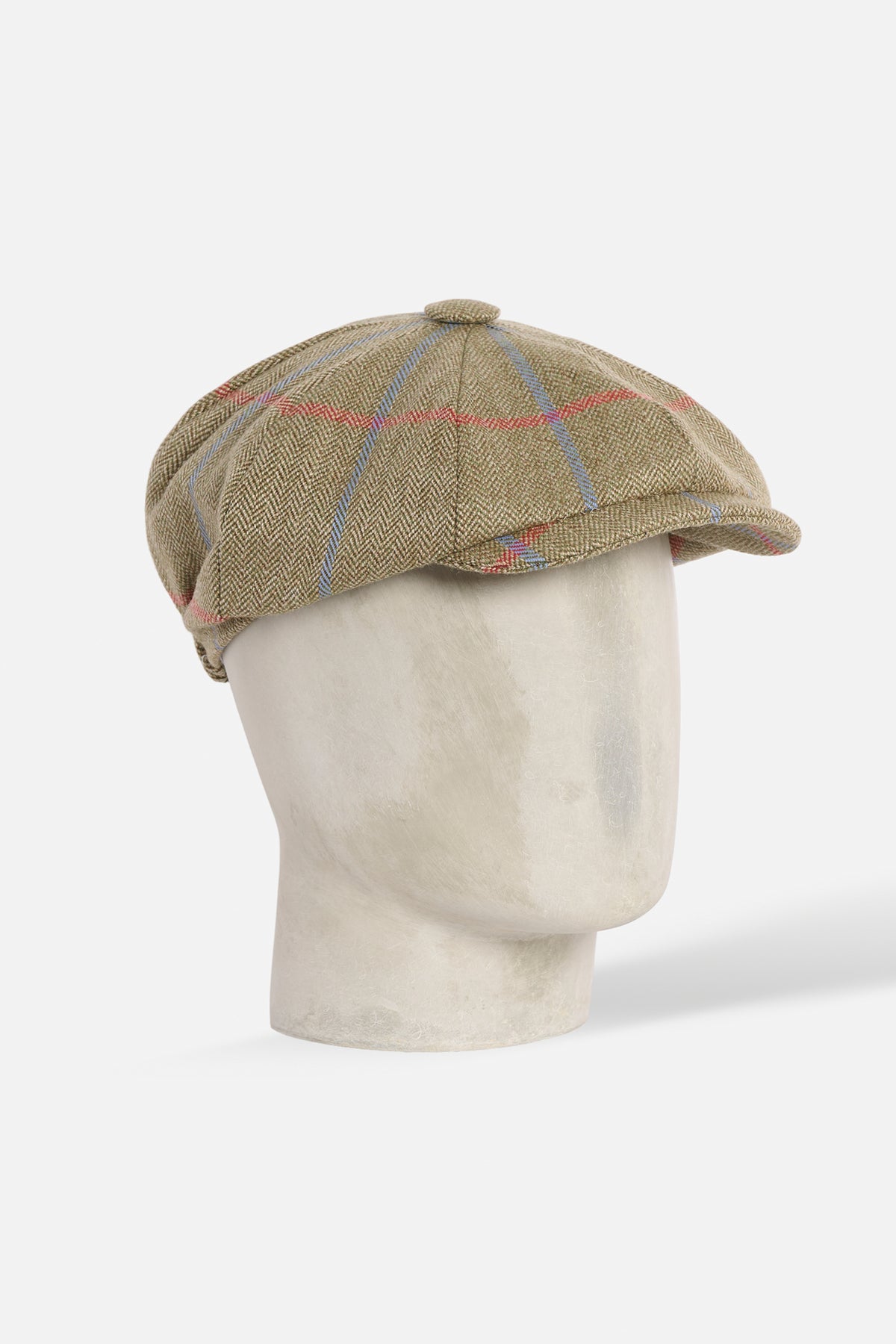 Cap Otto Spicchi De Paz Scottish Tweed verde Herringbone a scacchi