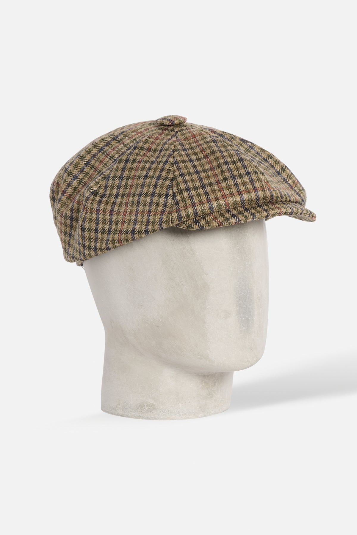 Cap Otto Spicchi De Paz Scottish Tweed beige a piccoli scacchi