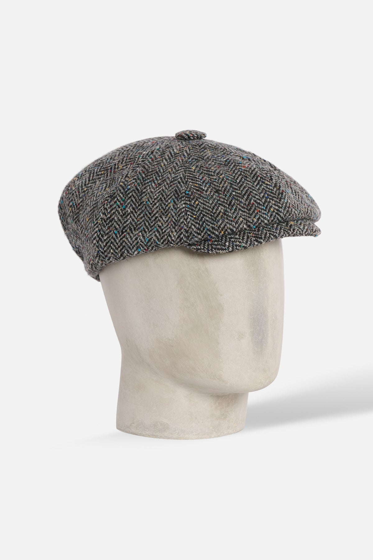 Cap Otto Spicchi De Paz Donegal Tweed Herringbone grigio