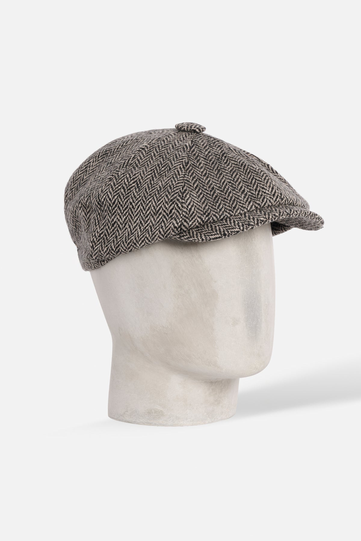 Cap Otto Spicchi De Paz Lambswool Herringbone grigio e grigio scuro