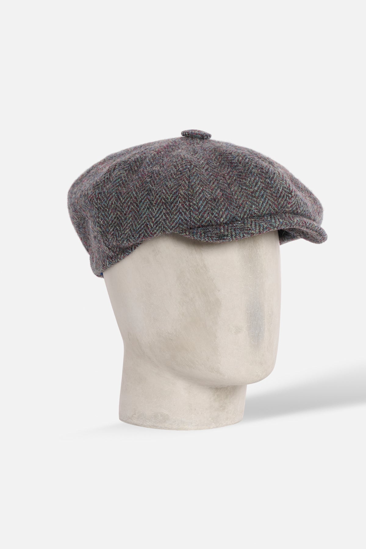 Cap Otto Spicchi De Paz Shetland Herringbone grigio violato