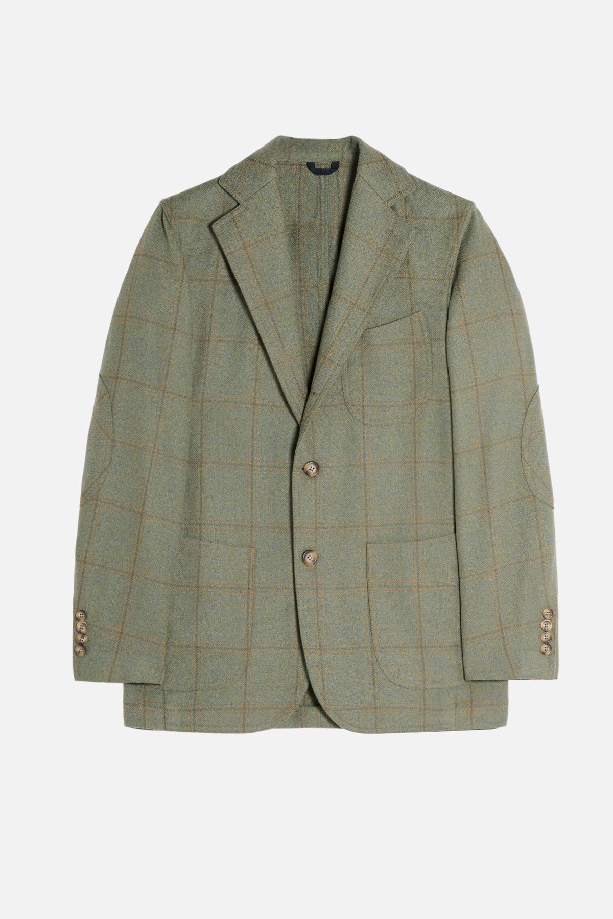 Giacca a Camicia De Paz in Scottish Tweed verde salvia a scacchi