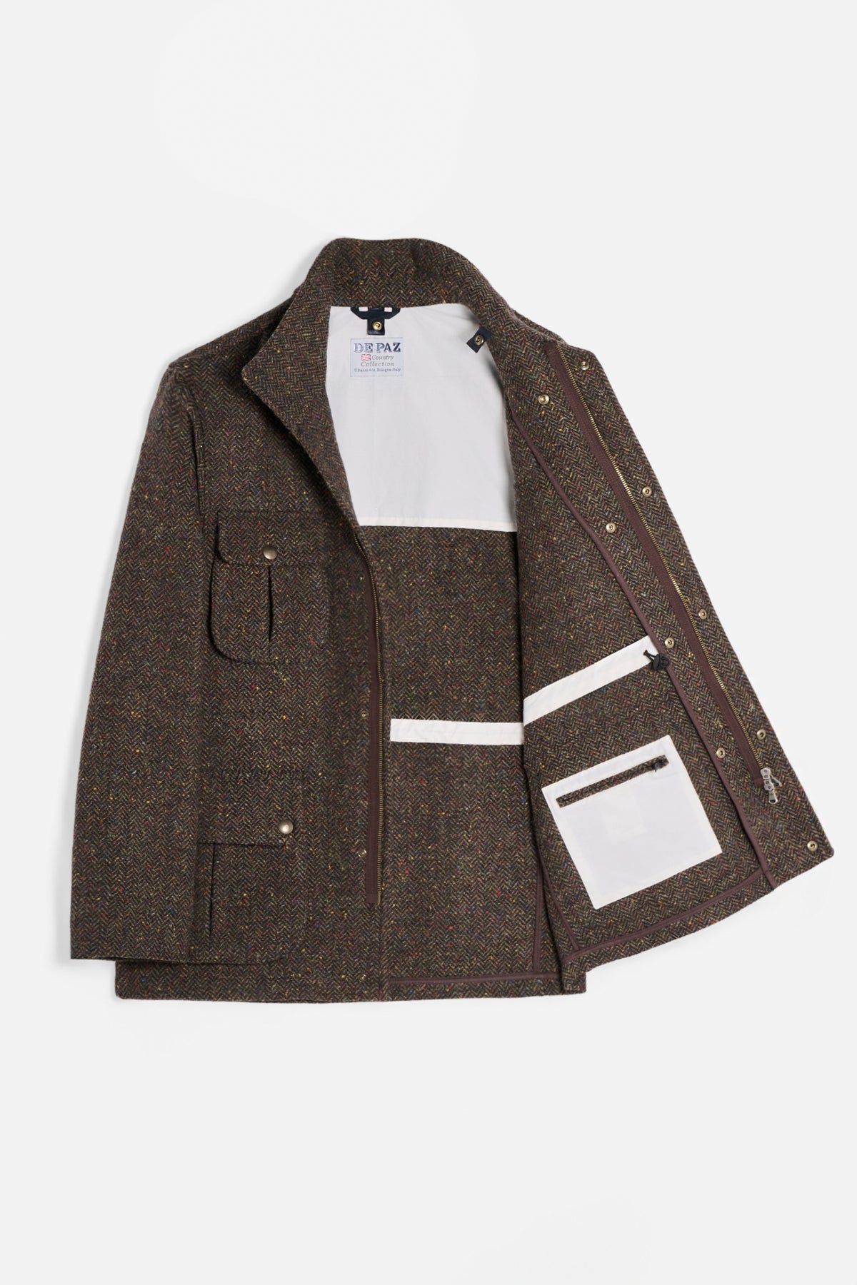 Giaccone 3 in 1 in Donegal Tweed - Marrone