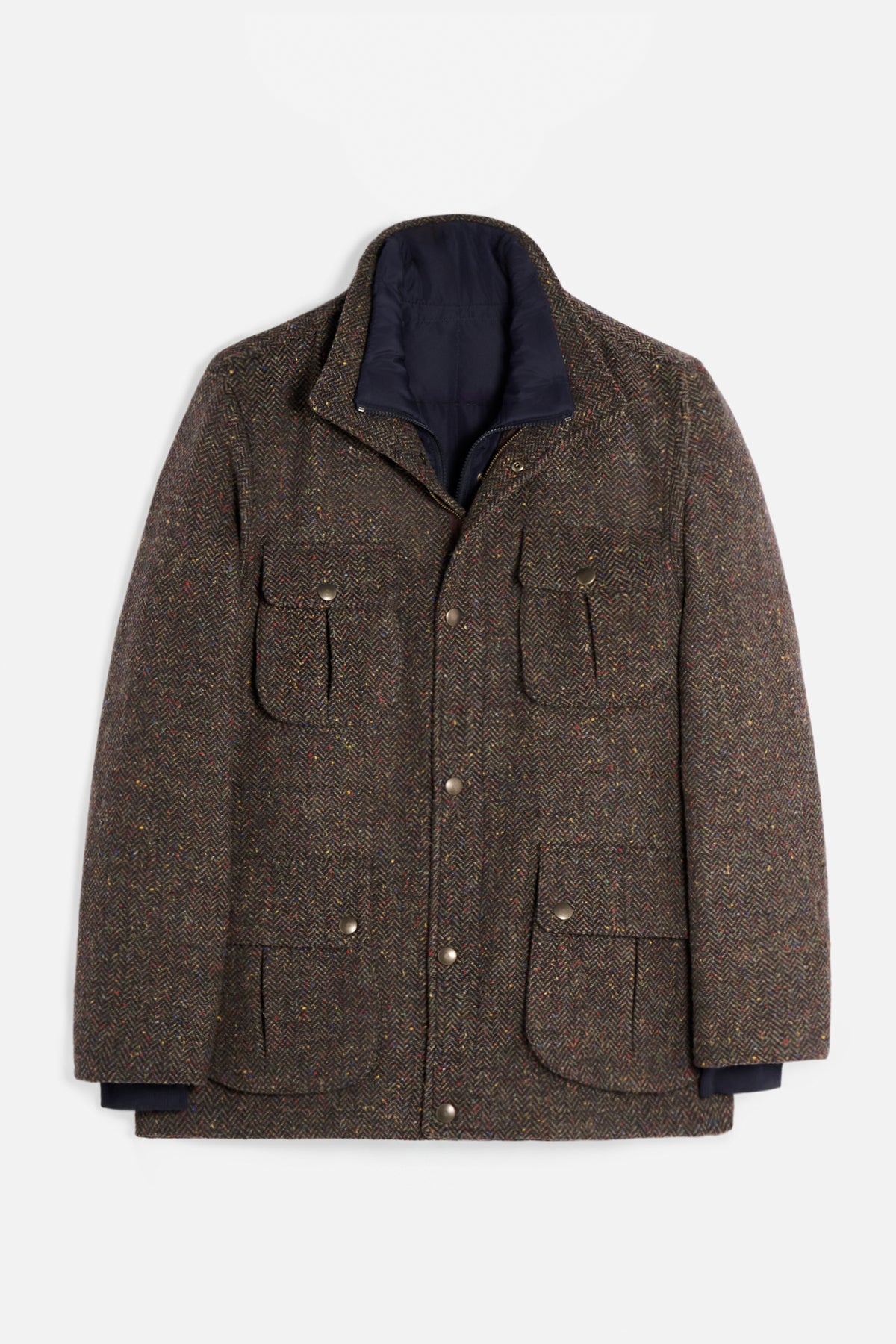 Giaccone 3 in 1 in Donegal Tweed - Marrone
