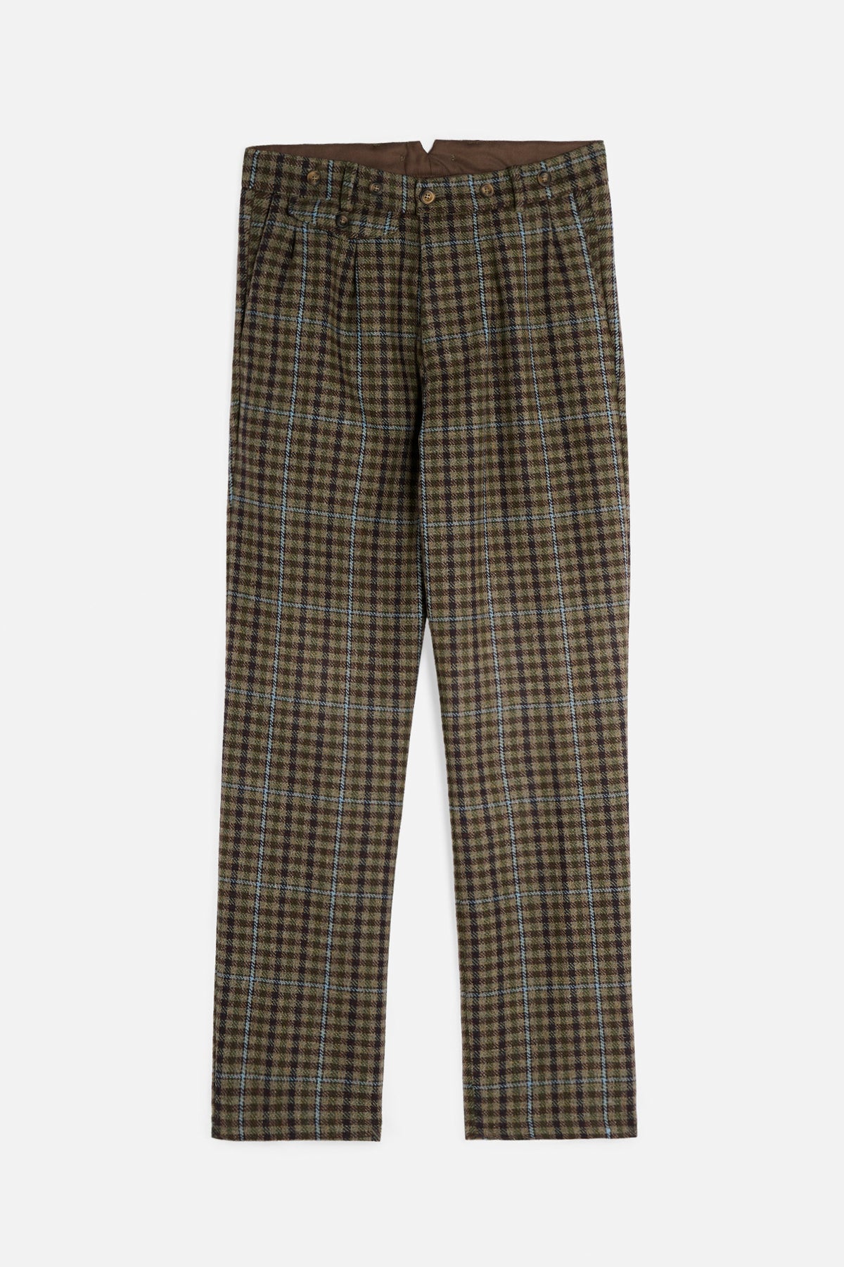 Pantalone John De Paz in Scottish Tweed verde con tipico motivo a piccoli scacchi